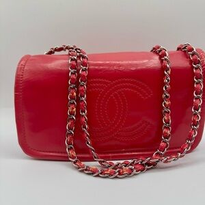 CHANEL - Small Pink Vinyl Lipstick Flap Bag | Fair to Good Condition